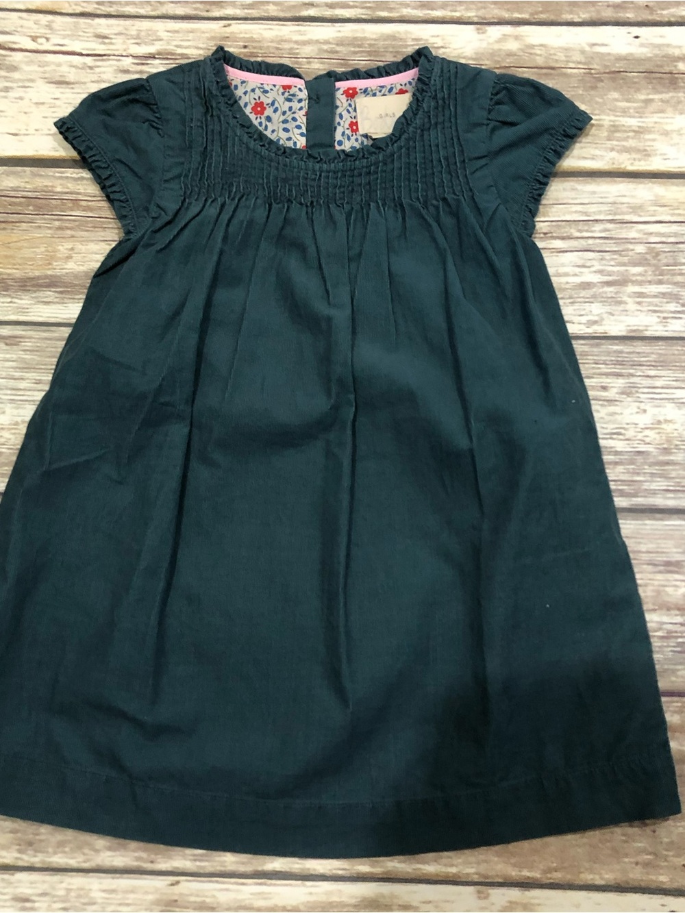 Mini Boden teal cord dress 1.5-2 Year nwt